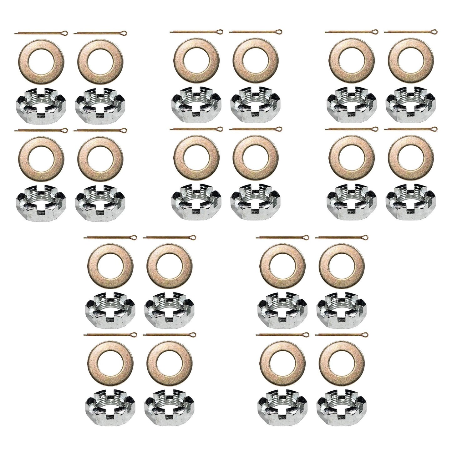 20 - 2,000-7,000 lb Trailer Axle 6 Slot Spindle Nut 20 - 2,000-7,000 lb 1" Spindle Washer 20 - Cotter Pin