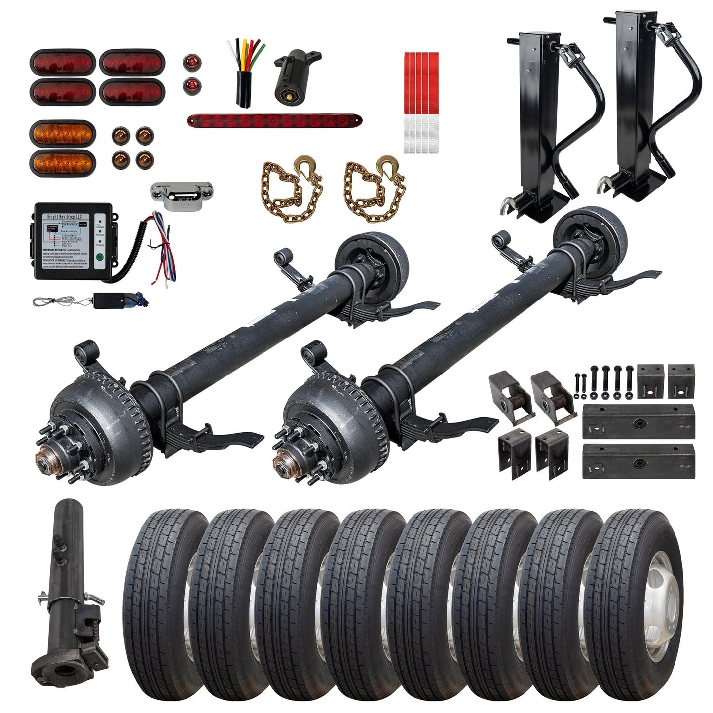 10,000 lb Dexter Tandem Axle Gooseneck TK Trailer Parts Kit - Sprung - 20K Capacity HD (Complete Original Series)