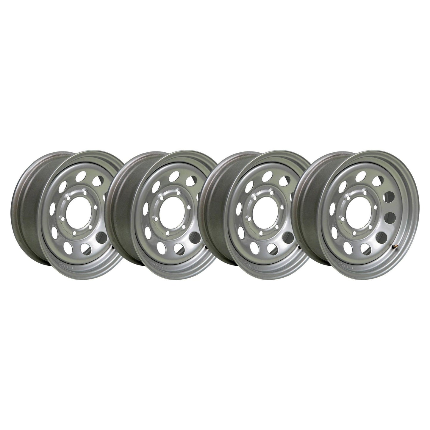 15" x 6" - 6 Lug Silver Mod Solid Steel Trailer Wheel - 6 x 5.5" Single - Set of 4 Wheels