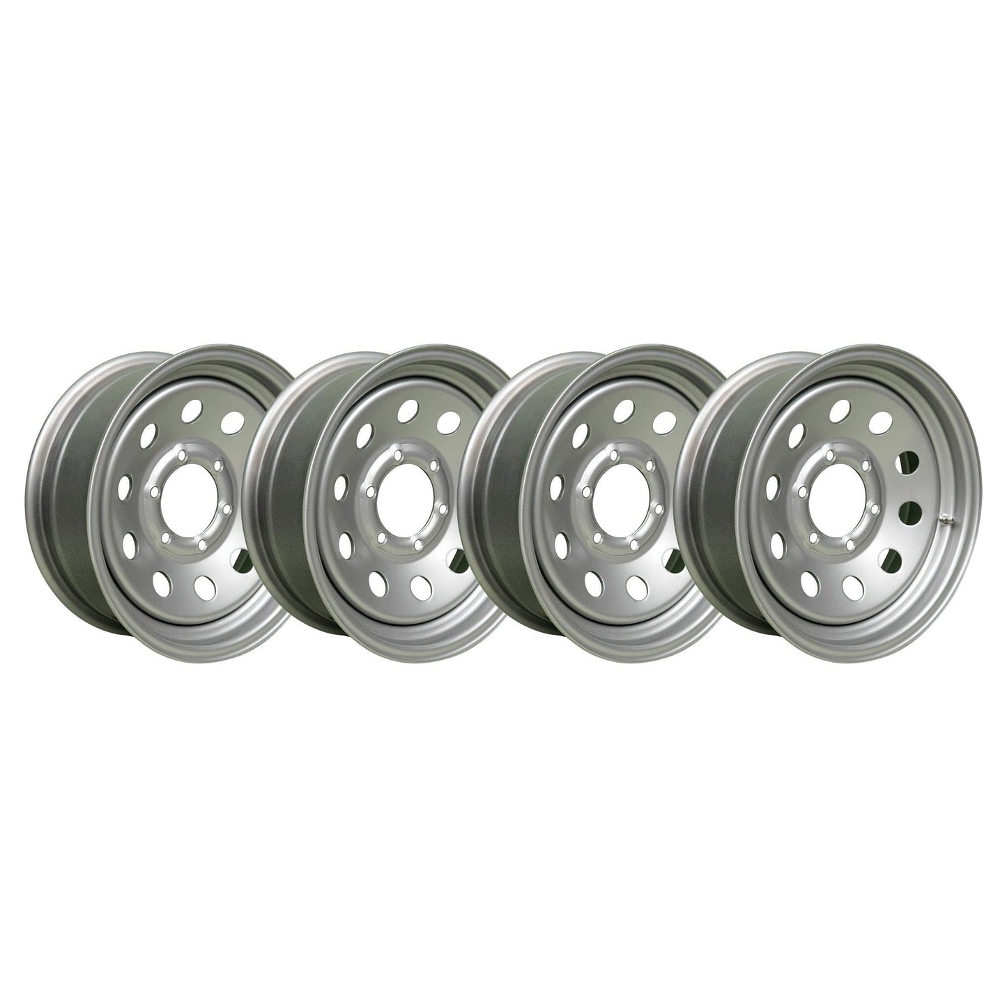 16" x 6" - 6 Lug Silver Mod Solid Steel Trailer Wheel - 6 x 5.5" Single - Set of 4
