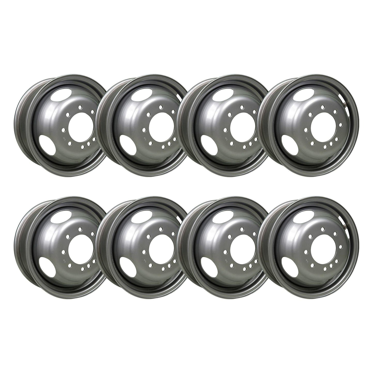 16" x 6" - 8 Lug Silver Mod Solid Steel Trailer Wheel - 8 x 6.5" Dual - Set of 8