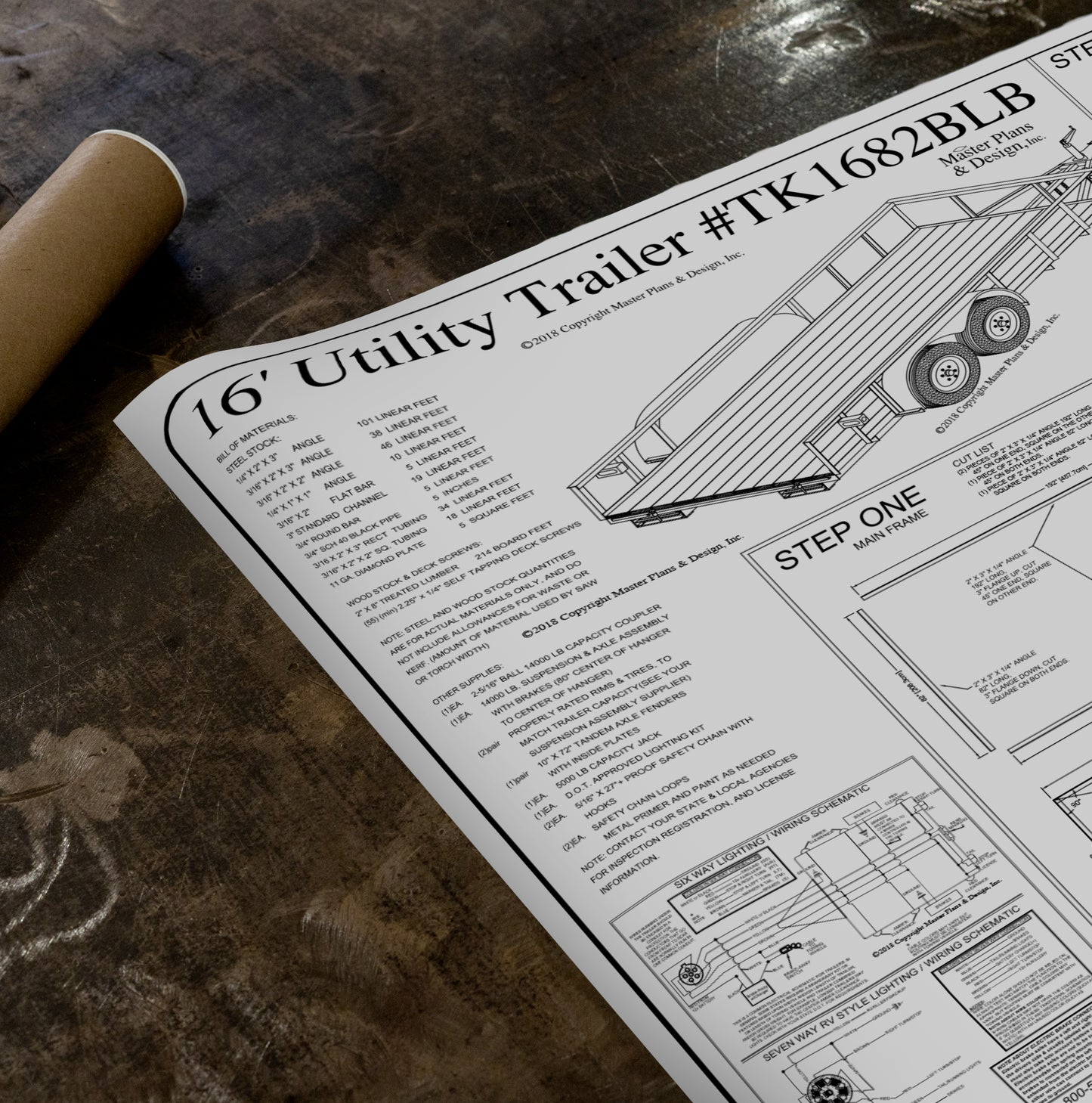 16' x 82" Tandem Axle 14K Utility Lowboy Trailer Blueprint