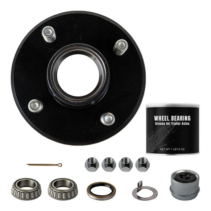 2k Trailer Axle Hub - 4x4 Bolt Pattern - Assembly with Grease
