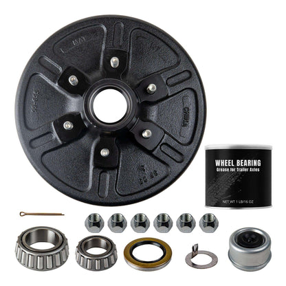 6k Trailer Axle Hub and Drum - 6 Lug - Assembly with Grease