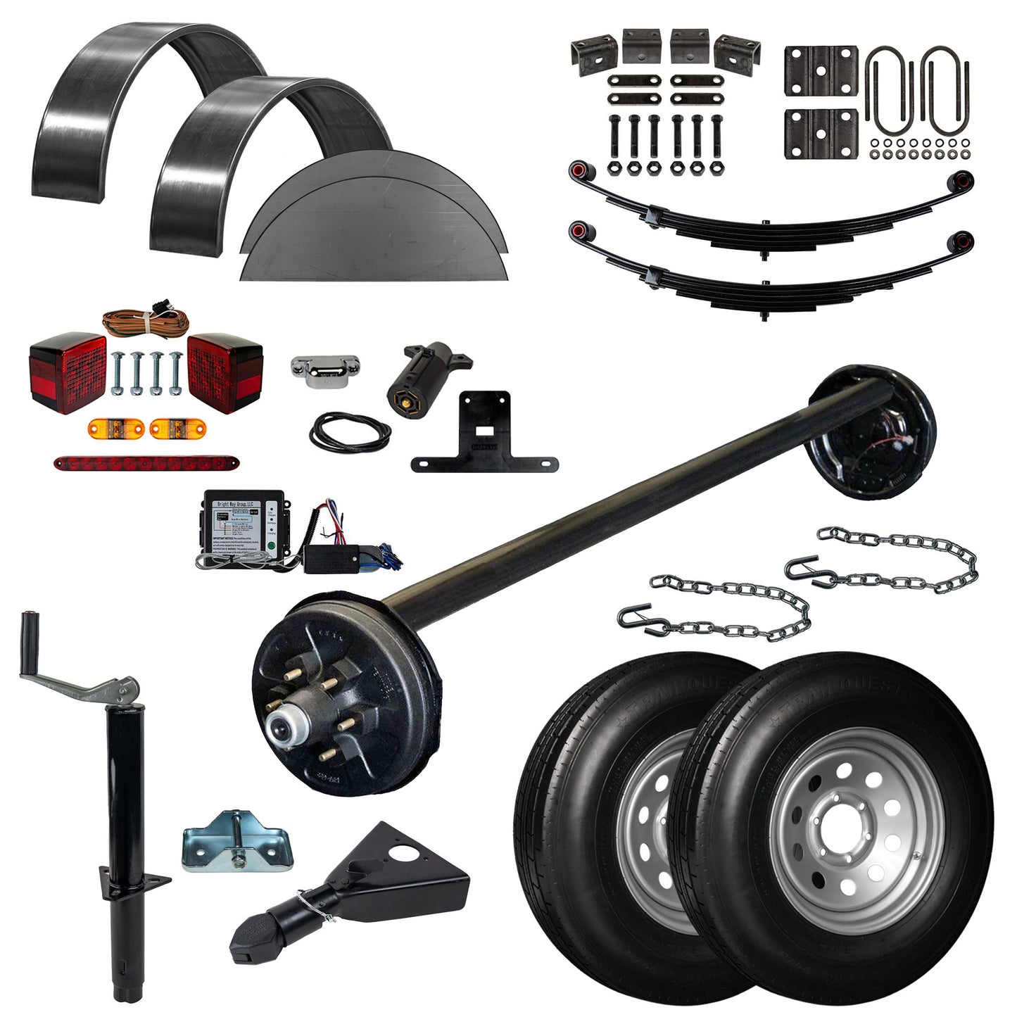 6000 lb Single Axle TK Trailer Parts Kit - 6k Capacity HD (Drop Complete Original Series)