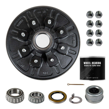 7k Trailer Axle Hub and Drum - 8 lug - Assembly with Grease