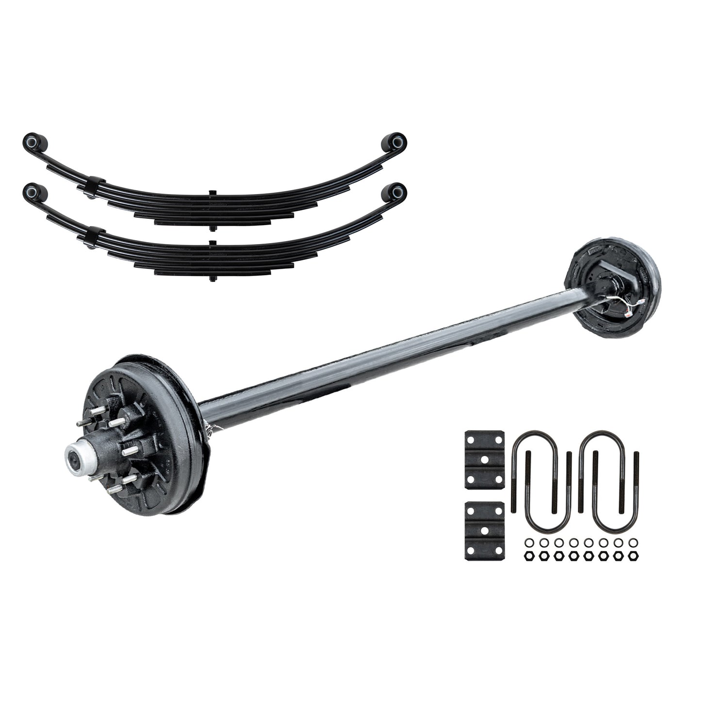 7000 lb Electric Brake RV Trailer Axle with Double Eye Springs and U-bolt Kit