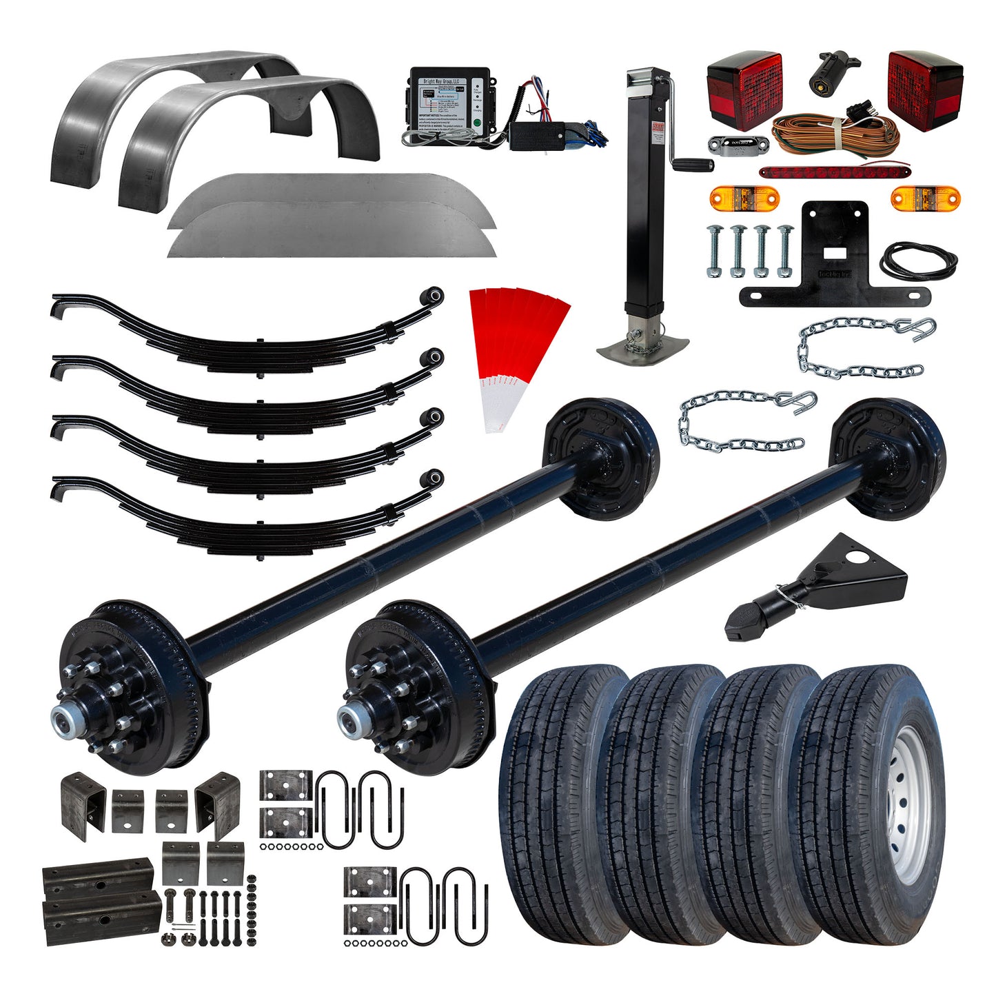 8000 lb TK Hybrid Tandem Axle Gooseneck Trailer Parts Kit - 16K Capacity HD (Complete Original Series) 9/16" Studs