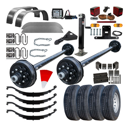 8000 lb TK Hybrid Tandem Axle Gooseneck Trailer Parts Kit - 16K Capacity HD (Complete Original Series) 9/16" Studs