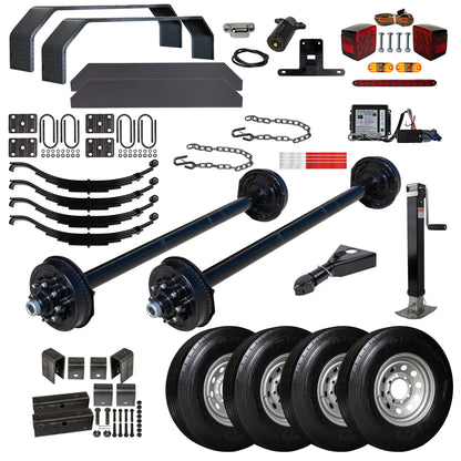 8000 lb Tandem Axle Complete Bumper Pull Trailer Kit 