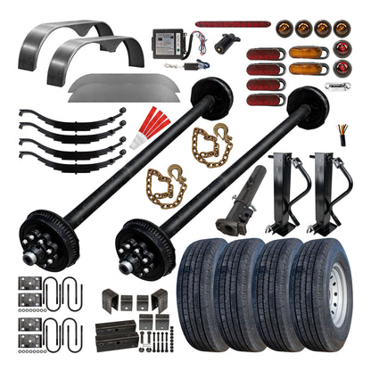 8000 lb TK Hybrid Tandem Axle Bumper Pull Trailer Parts Kit - 16K Capacity HD (Complete Original Series) 9/16" Studs