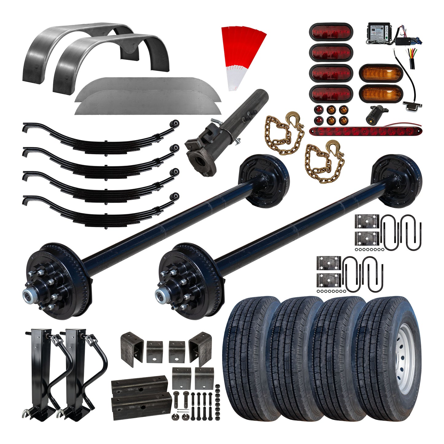 8000 lb TK Hybrid Tandem Axle Bumper Pull Trailer Parts Kit - 16K Capacity HD (Complete Original Series) 9/16" Studs