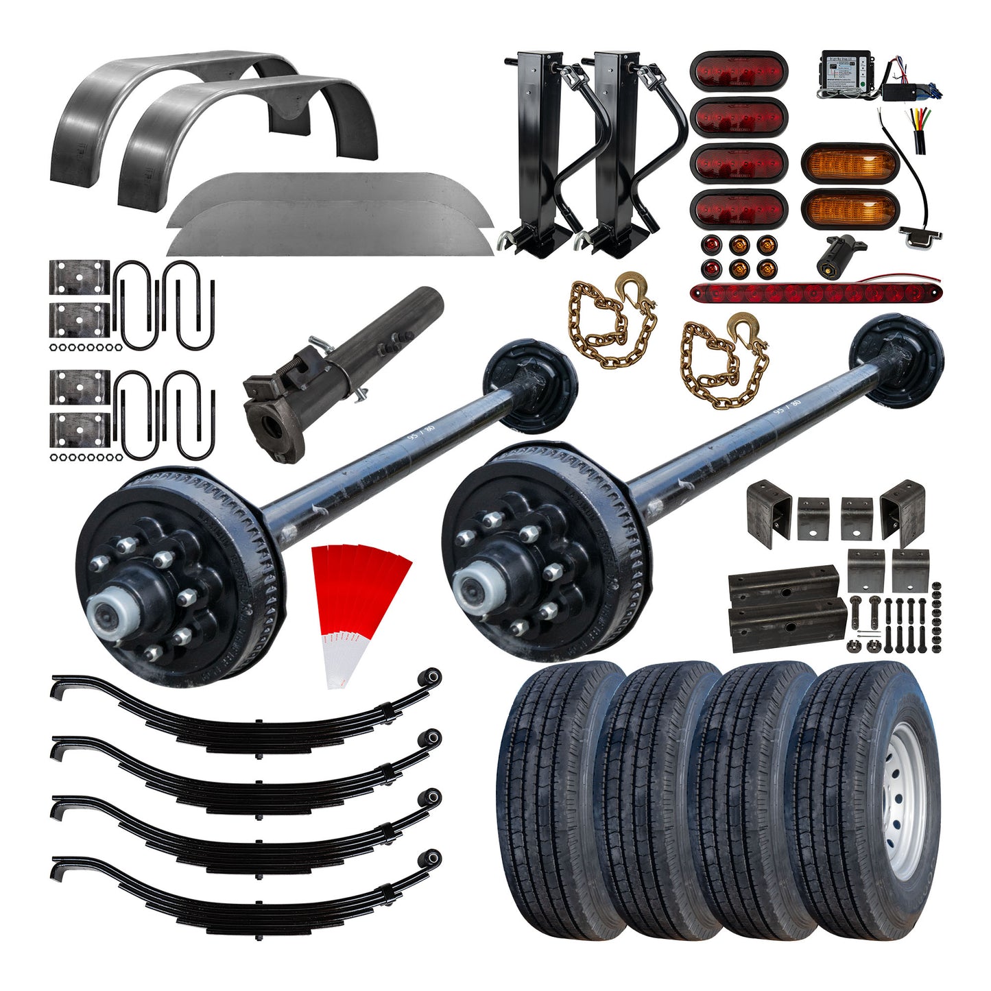 8000 lb TK Hybrid Tandem Axle Bumper Pull Trailer Parts Kit - 16K Capacity HD (Complete Original Series) 9/16" Studs