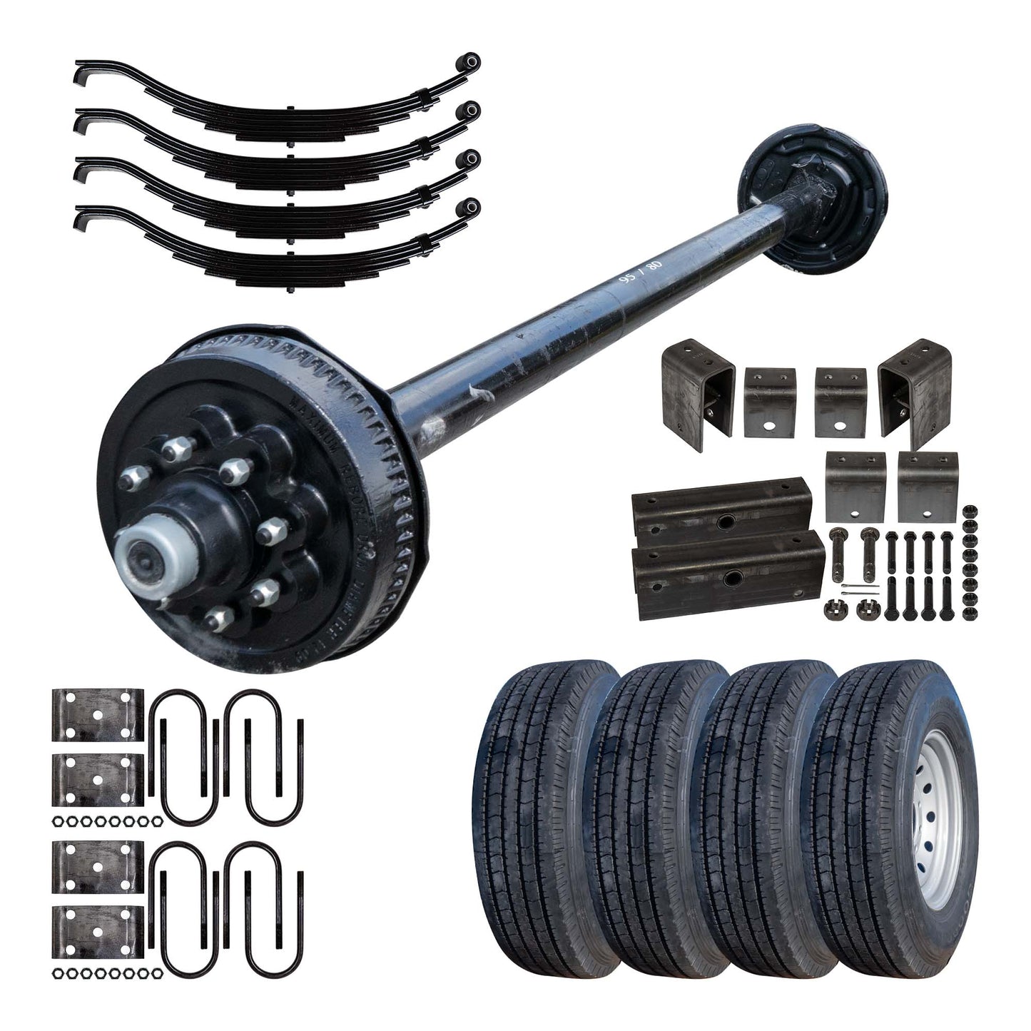 8k TK Hybrid Trailer Axle - 8000 lb Electric Brake 8 lug 9/16" Studs (12" x 2" Brake - 3.5" Tube)