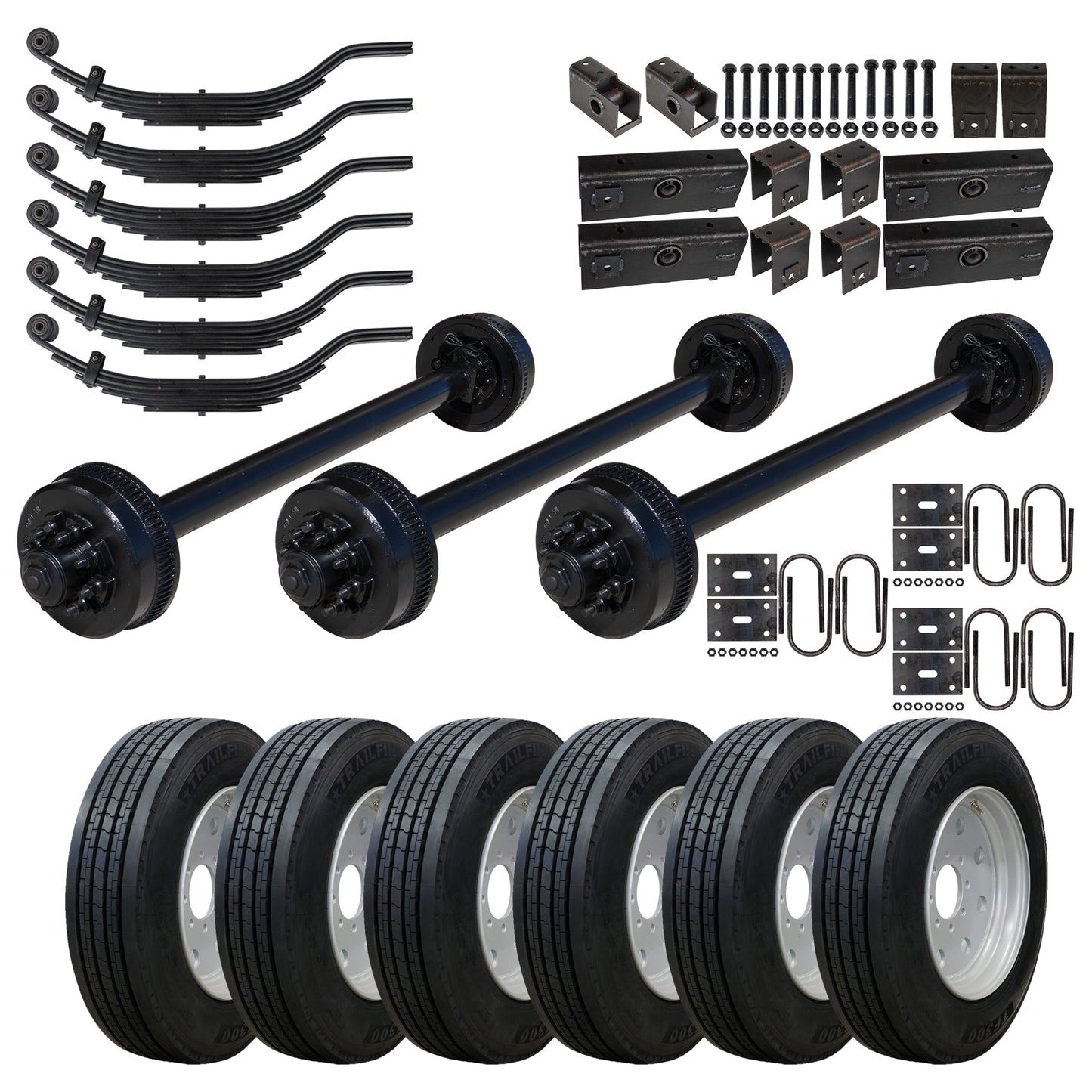 9000 lb TK Triple Axle Kit - 27K Capacity with Super Single Tires and Wheels
