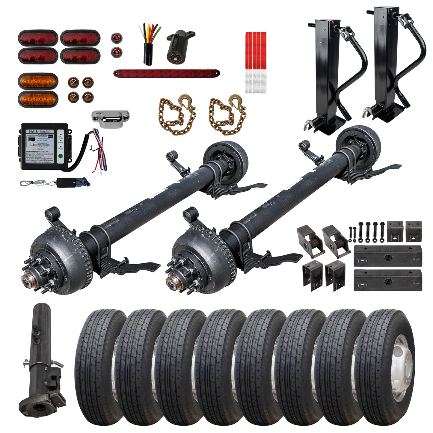 10,000 lb  Dexter Tandem Axle Gooseneck TK Trailer Parts Kit - Sprung - 20K Capacity HD (Complete Original Series)