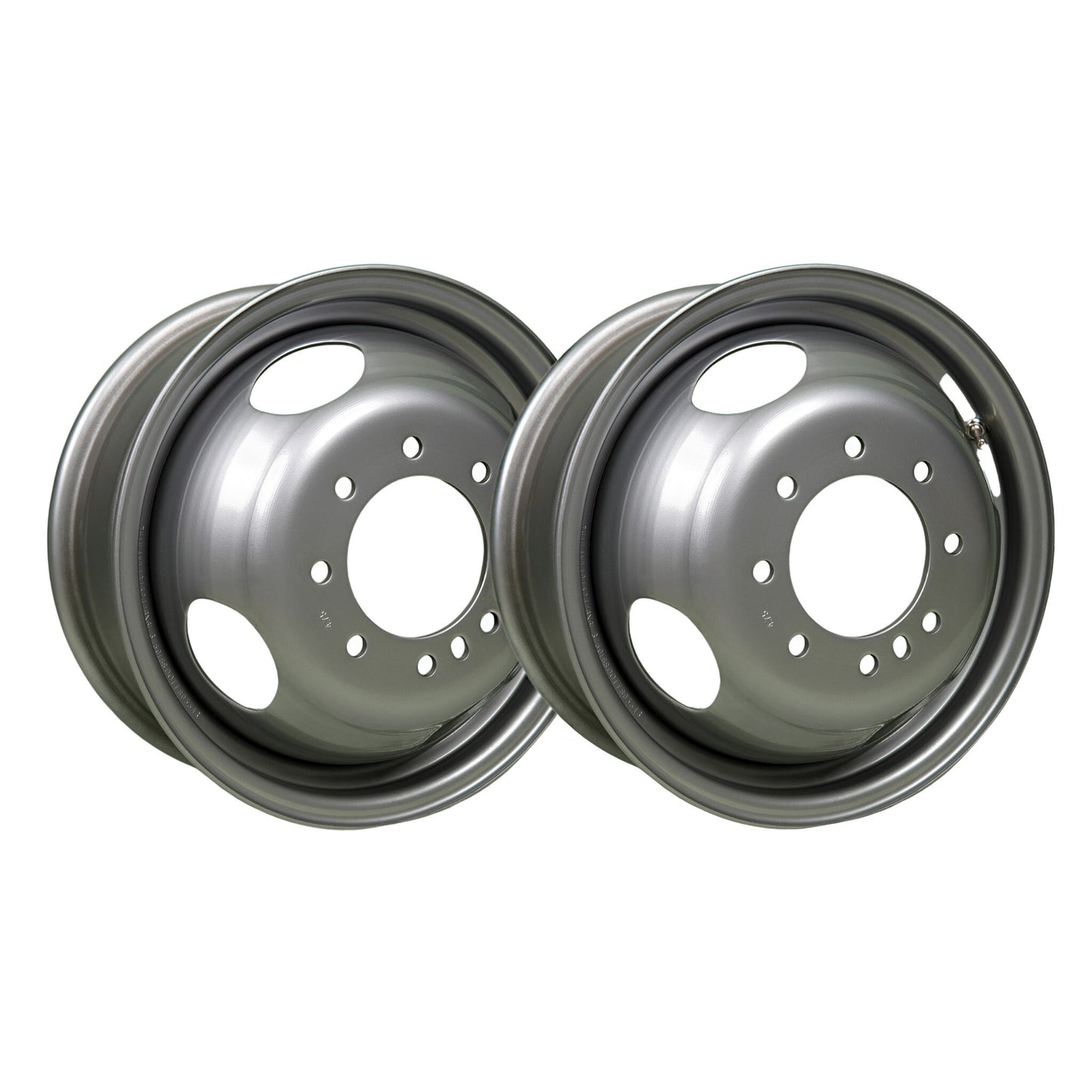 16" x 6" - 8 Lug Silver Mod Solid Steel Trailer Wheel - 8 x 6.5" Dual - Set of 2