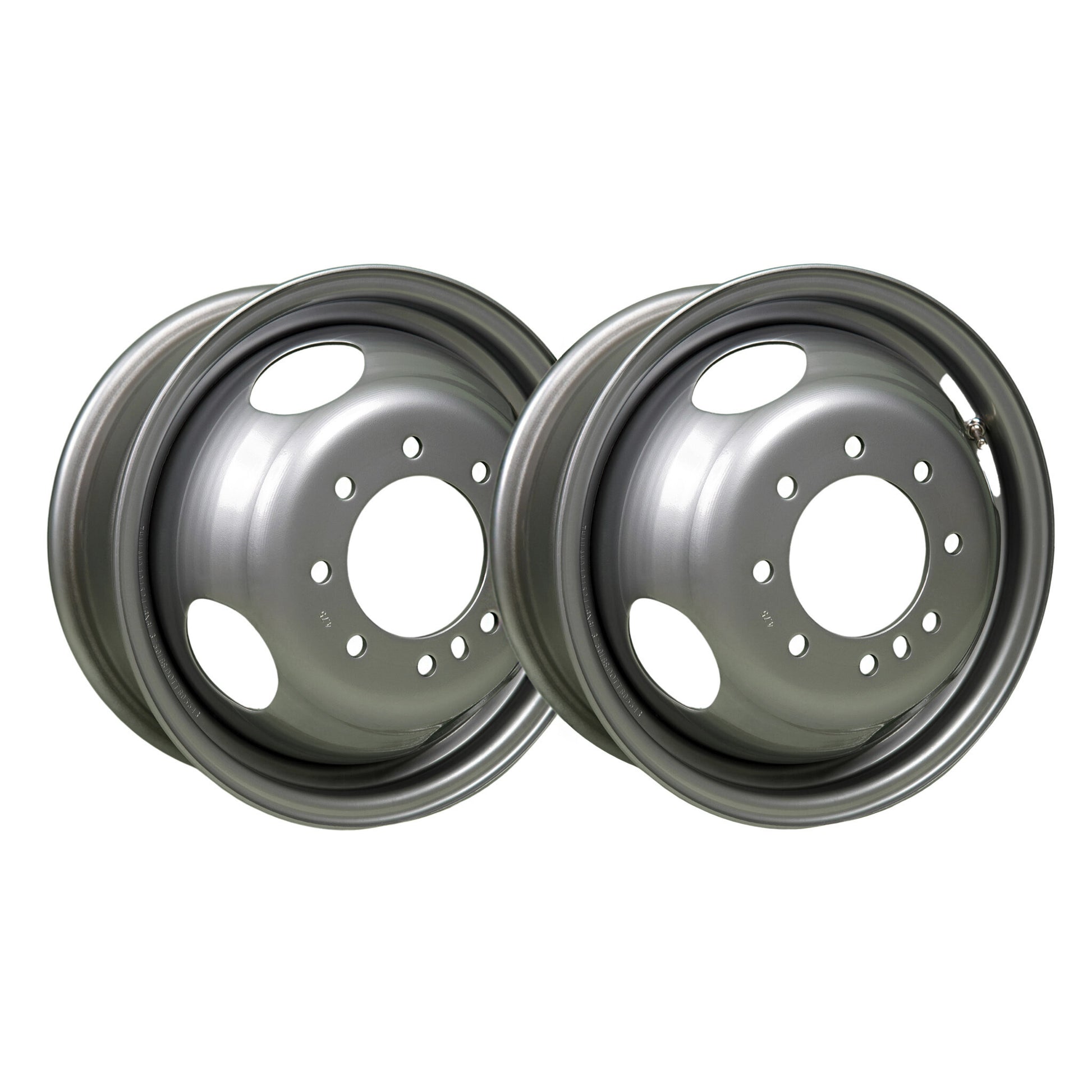 16" x 6" - 8 Lug Silver Mod Solid Steel Trailer Wheel - 8 x 6.5" Dual - Set of 2
