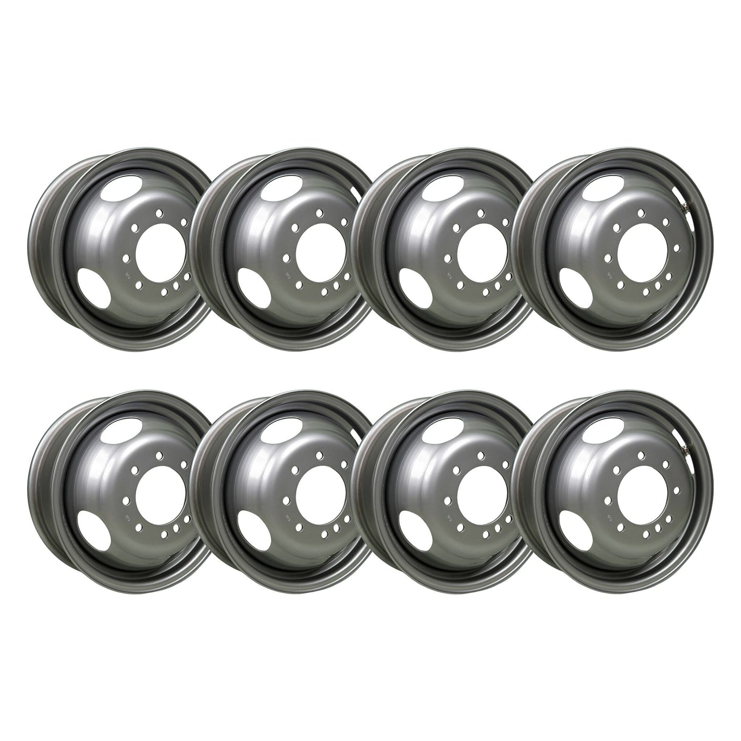 16" x 6" - 8 Lug Silver Mod Solid Steel Trailer Wheel - 8 x 6.5" Dual - Set of 8