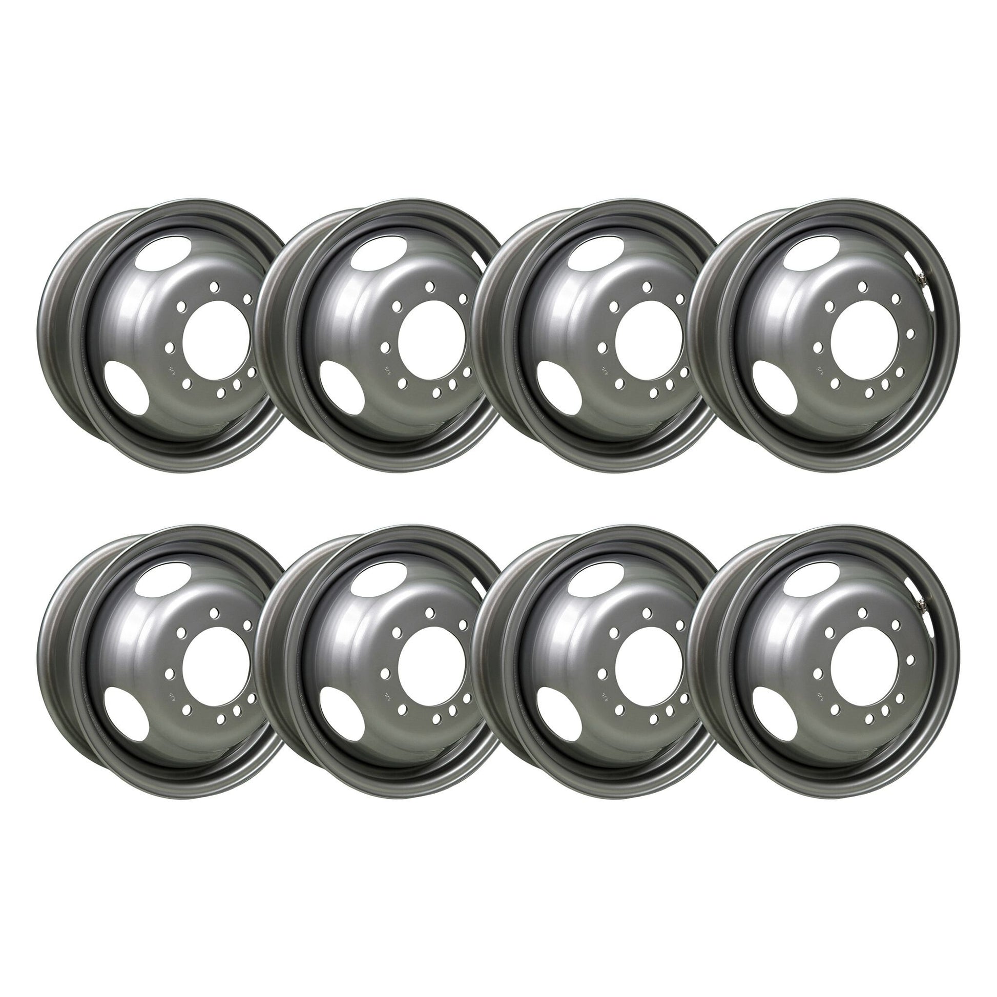 16" x 6" - 8 Lug Silver Mod Solid Steel Trailer Wheel - 8 x 6.5" Dual - Set of 8