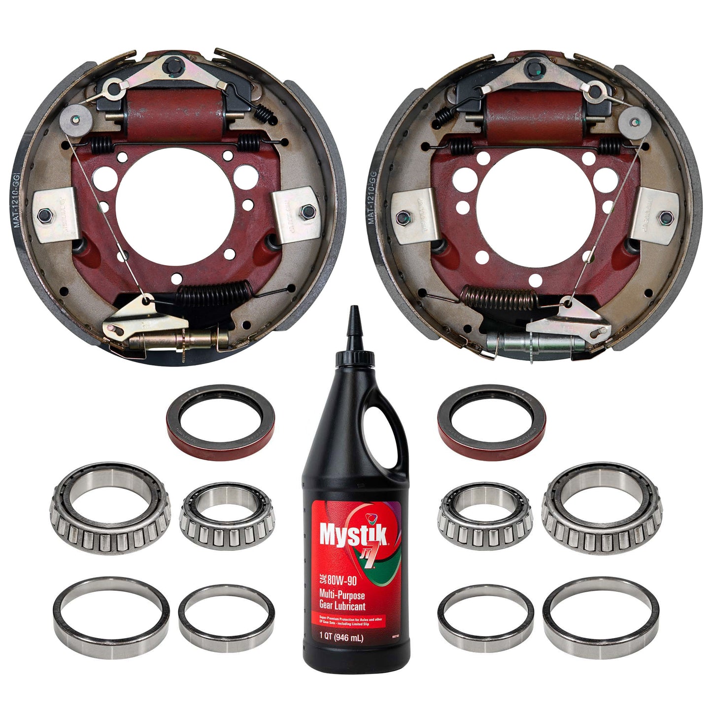 Complete hydraulic brake repair kit for 10,000 lb trailer axles.