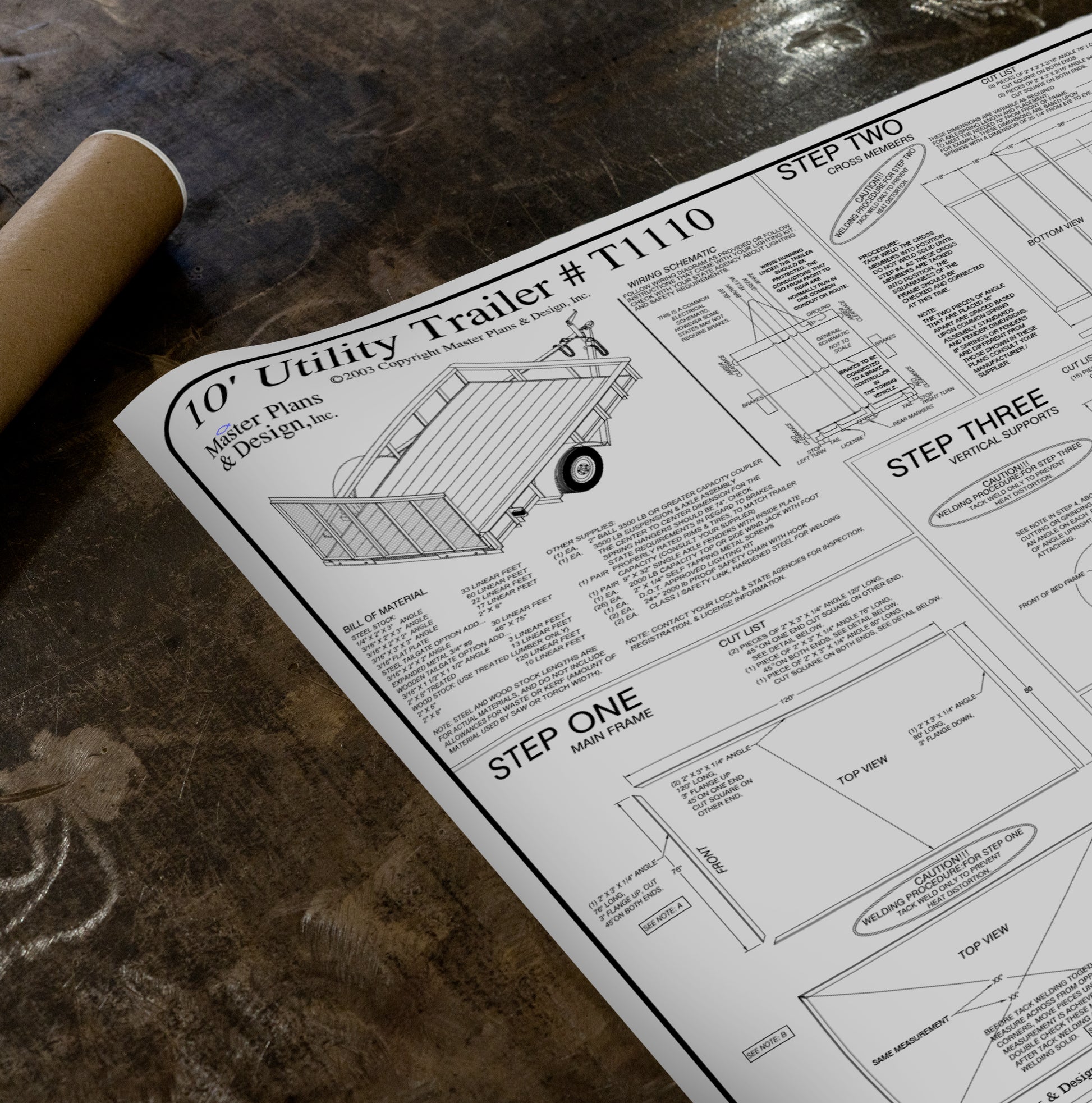  6'4" x 10 Single Axle 3.5K Utility Trailer Blueprint