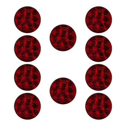 4" Round Sealed High Visibility LED Stop/Turn/Tail Light - Red - 8 Diodes