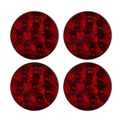 4" Round Sealed High Visibility LED Stop/Turn/Tail Light - Red - 8 Diodes