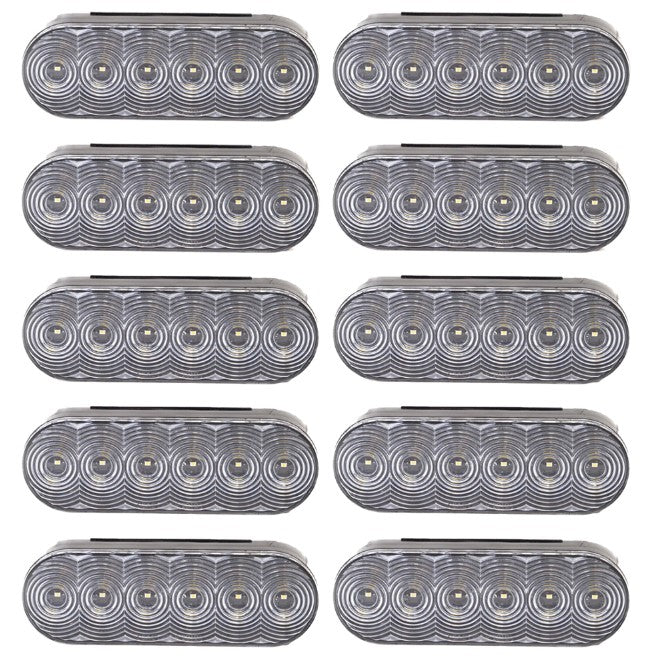 White 6" Oval Reverse 6 LED Reverse Trailer Light - Clear Lens - The Trailer Parts Outlet
