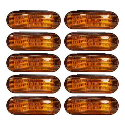 Amber 6in Oval LED Clearance Light - Side Turn Marker With Midship