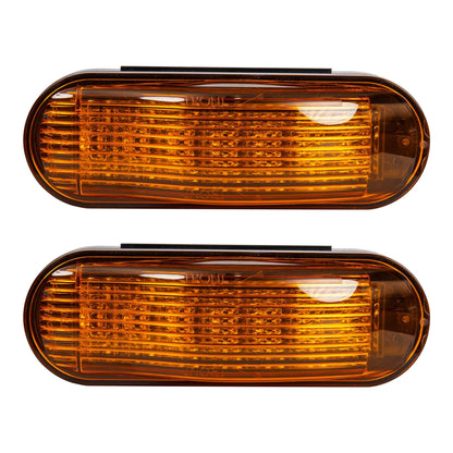 Amber 6in Oval LED Clearance Light - Side Turn Marker With Midship Set 