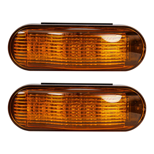 Amber 6in Oval LED Clearance Light - Side Turn Marker With Midship