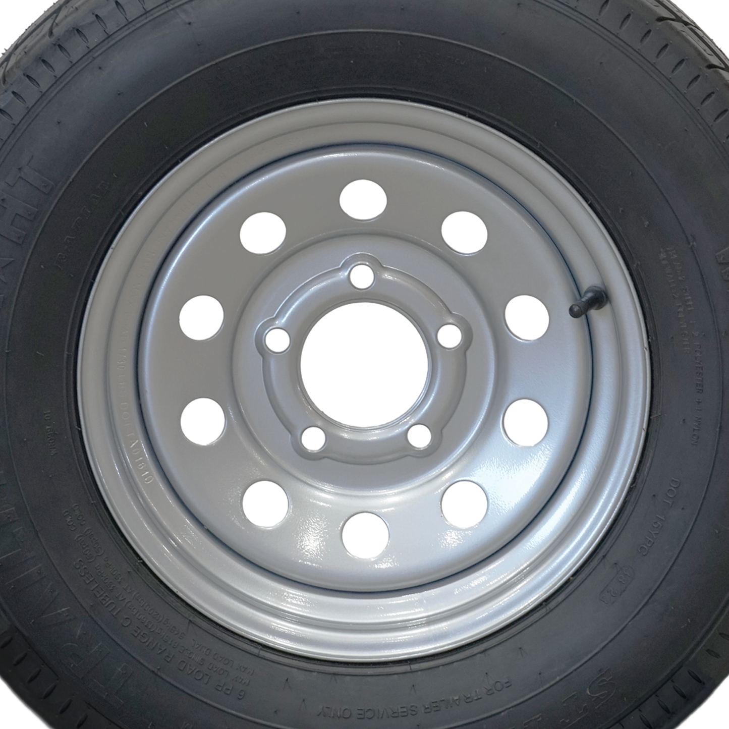 Trailquest 13" 6 ply Radial Trailer Tire & Wheel - ST 175/80R13 - 5x4.5 (Silver Mod) - Wheel
