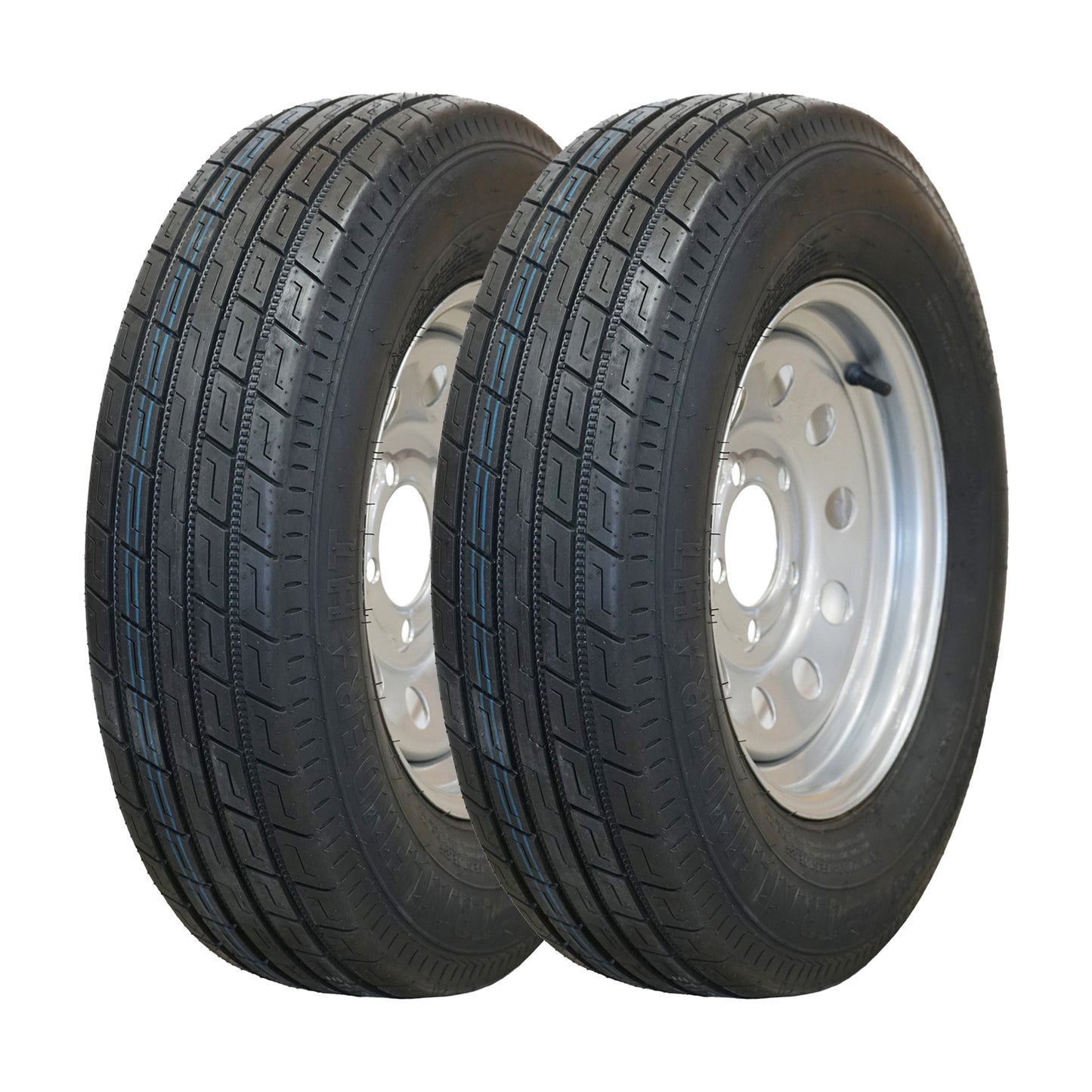 Trailquest 13" 6 ply Radial Trailer Tire & Wheel - ST 175/80R13 - 5x4.5 (Silver Mod) - Set of 2