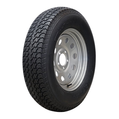 Texstar 15" 6 ply Bias Trailer Tire & Wheel - ST 205/75D15 5x4.5 Lug (Silver Mod)