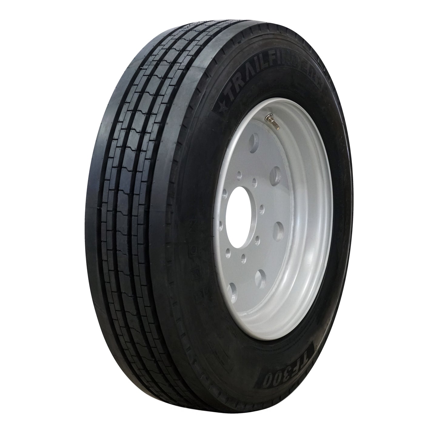 Trailfinder 17.5" 18 ply Radial Trailer Tire & Wheel - ST 235/75R17.5 8 Lug (Super Single Silver Mod)