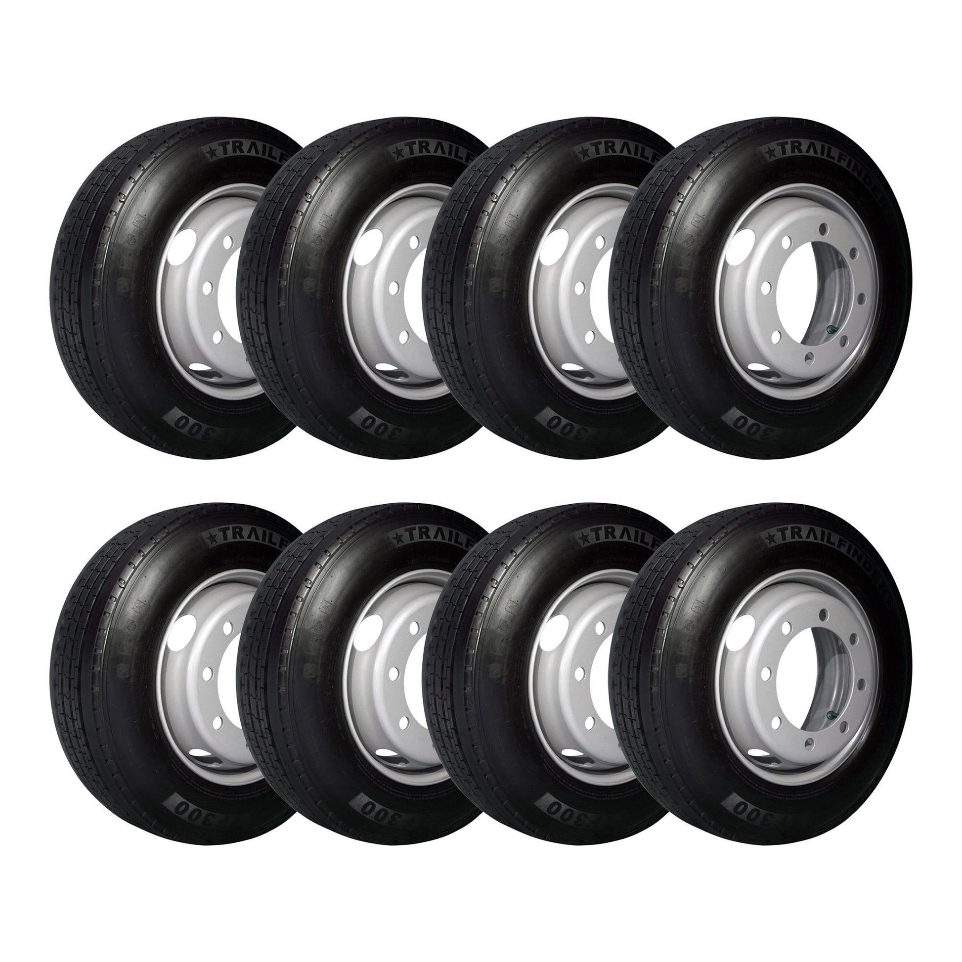 17.5" 18 ply Radial Trailer Tire & Wheel - ST 215/75R17.5 8x275mm Lug (Silver Dual) - Set of 8