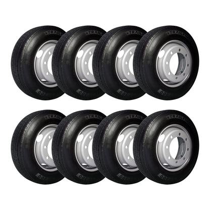 17.5" 18 ply Radial Trailer Tire & Wheel - ST 215/75R17.5 8x275mm Lug (Silver Dual) - Set of 8