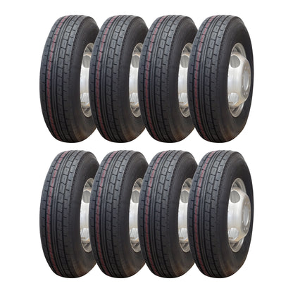 Trailquest 16" 10 ply Radial Trailer Tire & Wheel - ST 235/80 R16 8 lug Dual - Set of 8