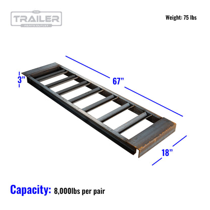 3" Channel Heavy Duty Steel Loading Ramps (8,000 lb Capacity)