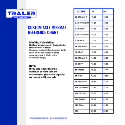 6k TK Trailer Axle - 6000 lb Idler 6 lug - The Trailer Parts Outlet